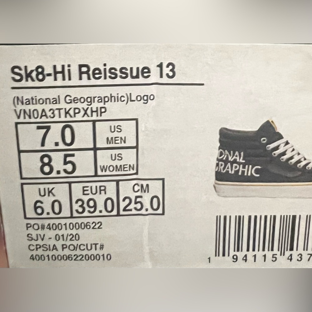 Vans Classic SK8 Hi Reissue 13 National Geographic Shoes w/ box tags 7/8.5 - Picture 11 of 12
